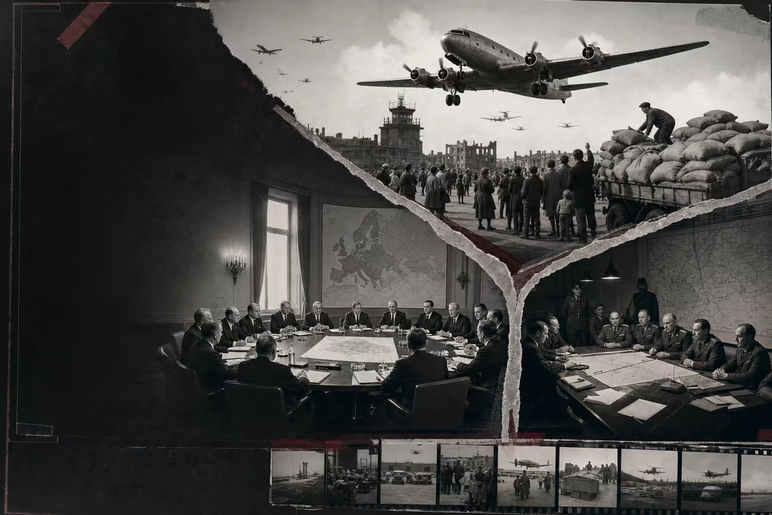 The Berlin airlift corridor divides into the North Atlantic Treaty table and the later Warsaw Pact command table, each clearly dated and labelled.
