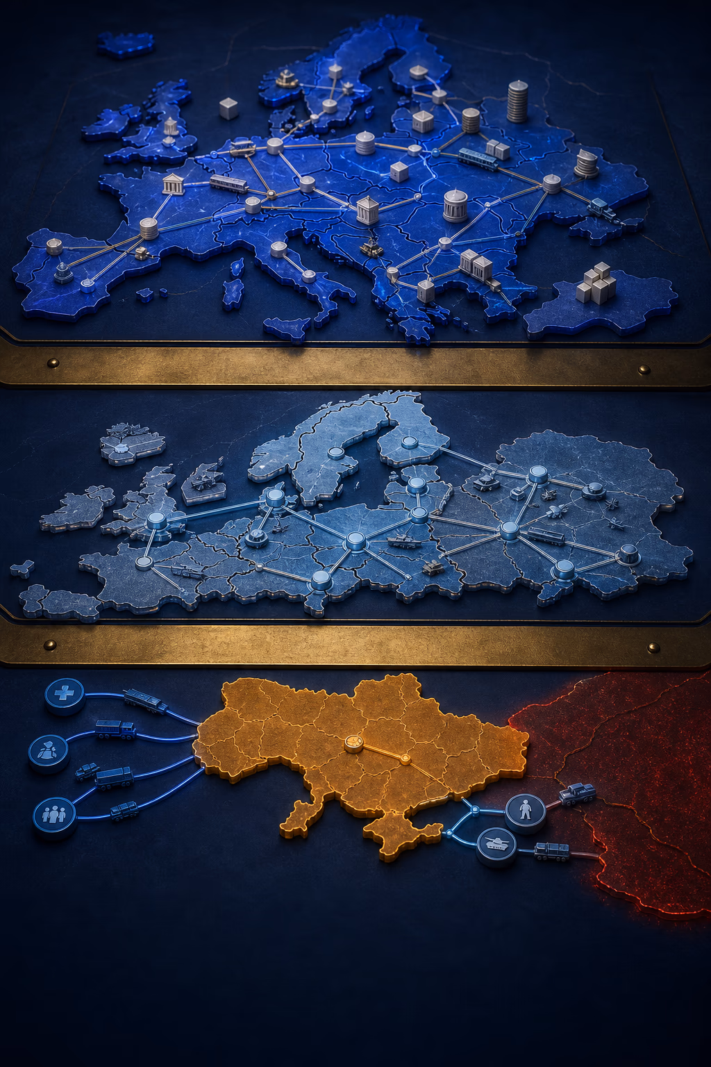 Three documentary planes remain visibly separate: the European Council’s Ukraine candidate decision, a European rail and grid support corridor, and Finnish and Swedish NATO accession instruments.